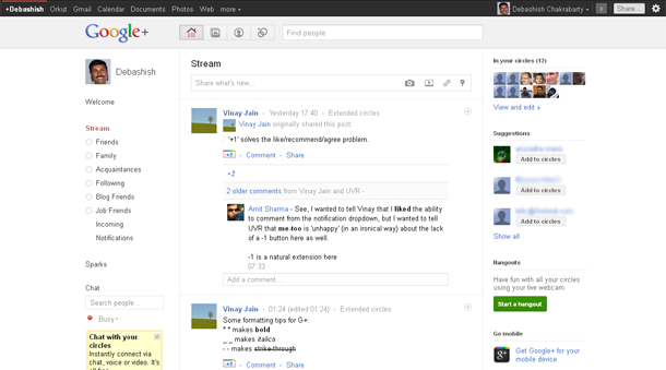 Google Plus- Stream